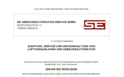 Service GmbH ist DIN ISO 9001:2015 zertifiziert